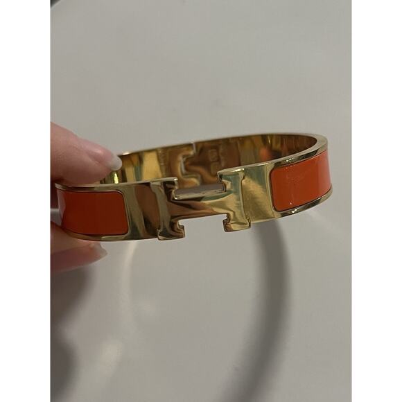 Hermes ORANGE FRUITE Clic Clac H Bracelet Gold Hardware GM - Picture 1 of 4